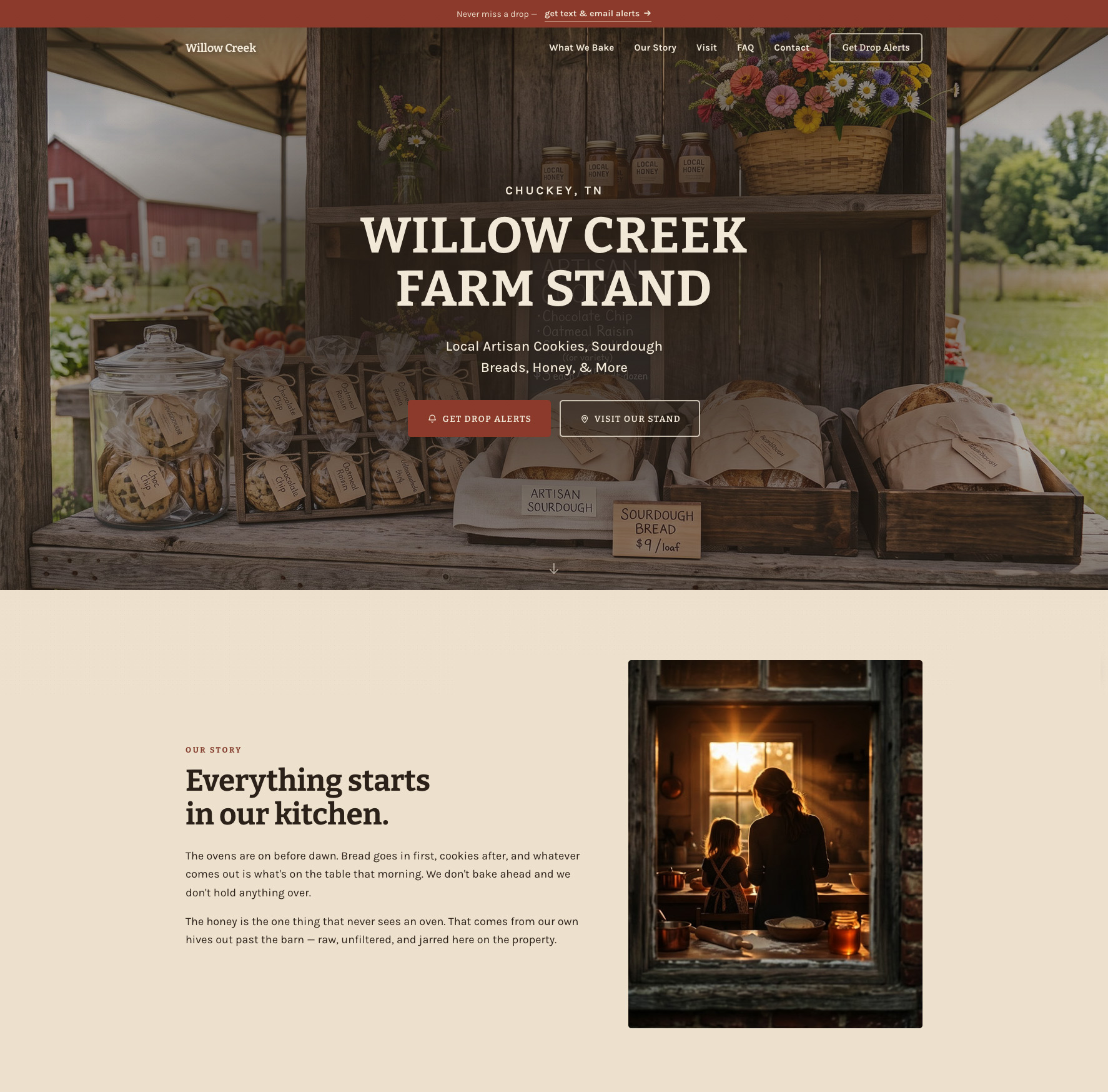 Example one-page farm stand website built by Made in Greene
