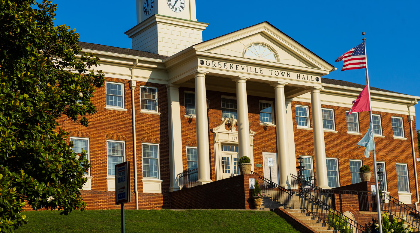 Greeneville Town Hall, the seat of Greene County, Tennessee