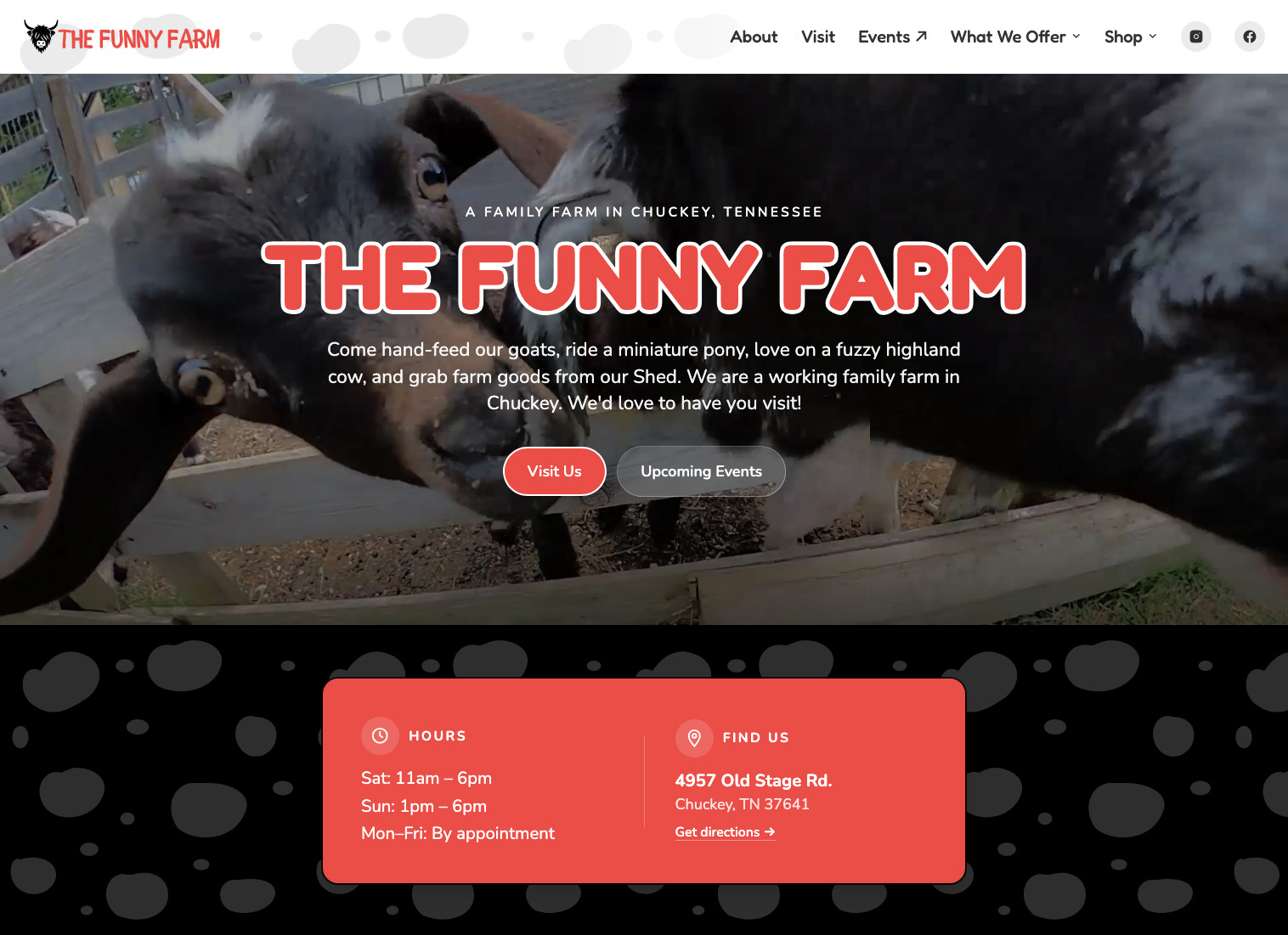 The Funny Farm website — an agritourism farm in Chuckey, Tennessee
